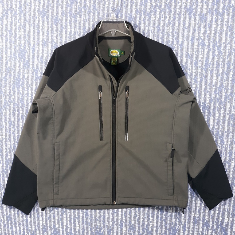 Cabela's Guide Shield Jacket Mens Large Windbreaker Black Gray Full Zip Outdoor